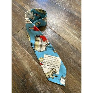 Vintage Buster Brown & Tige Men’s Aqua Blue Red Cartoon Strip Tie Rare
